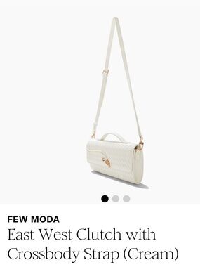 NWT FEW MODA East West Clutch Crossbody Bag Cream Woven Vegan Leather